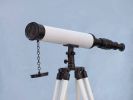 Floor Standing Bronze with White Leather Harbor Master Telescope 50""