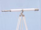 Floor Standing Brushed Nickel With White Leather Galileo Telescope 65""