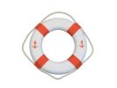Classic White Decorative Anchor Lifering With Orange Bands 15""