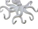 Rustic Whitewashed Cast Iron Octopus Hook 11&quot;