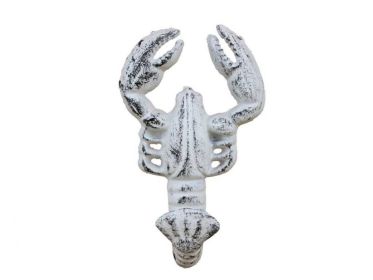 Rustic Whitewashed Cast Iron Decorative Wall Mounted Lobster Hook 5""