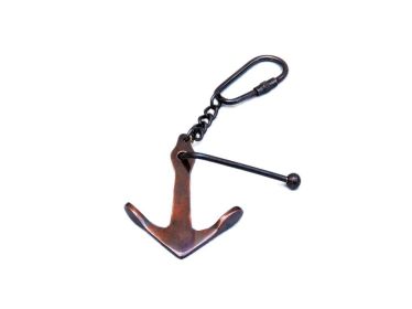 Antique Copper Admiralty Anchor Key Chain 6""