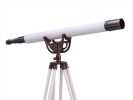 Floor Standing Antique Copper With White Leather Anchormaster Telescope 65""