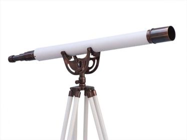 Floor Standing Antique Copper With White Leather Anchormaster Telescope 65""
