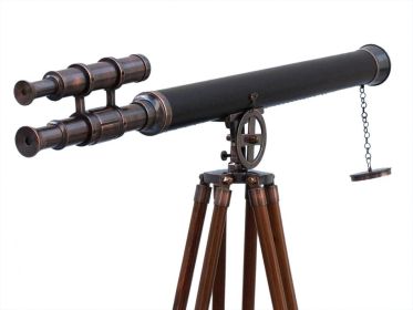 Floor Standing Antique Copper with Leather Griffith Astro Telescope 65""