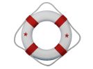 Classic White Decorative Lifering with Red Bands 15""