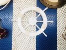 Rustic White Decorative Ship Wheel with Anchor 18""