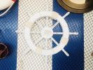 Rustic White Decorative Ship Wheel with Palm Tree 18""