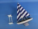 Wooden It Floats 12"" - Rustic Blue Striped Floating Sailboat Model
